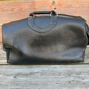 Vintage années 1960! Sac post office En cuir noir très résistant! Collection (C)